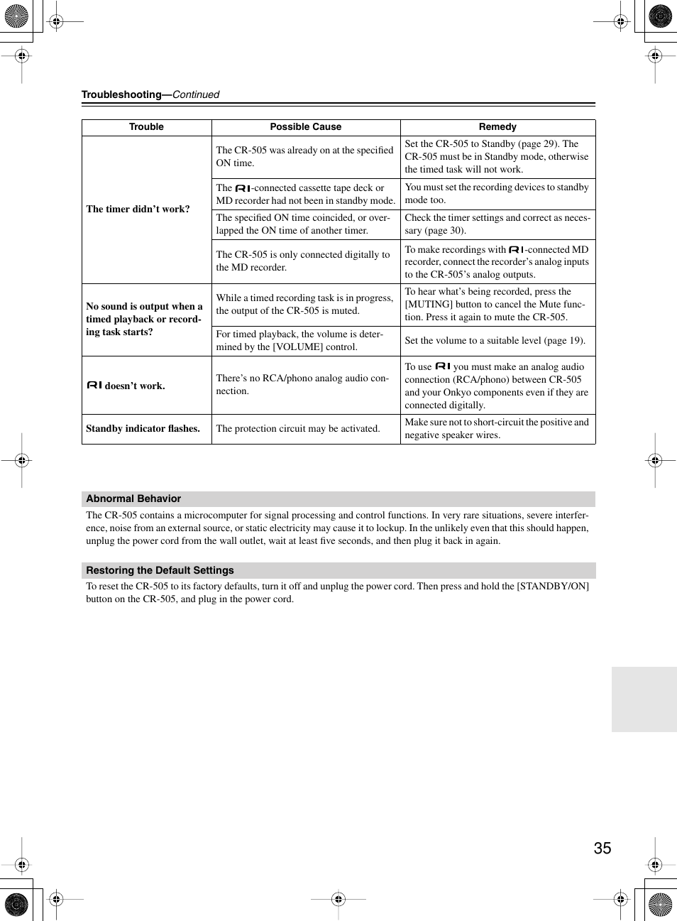 Onkyo CR-505 User Manual | Page 35 / 36
