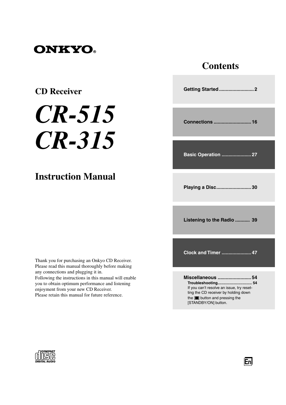Onkyo CR-515 CR-315 User Manual | 60 pages