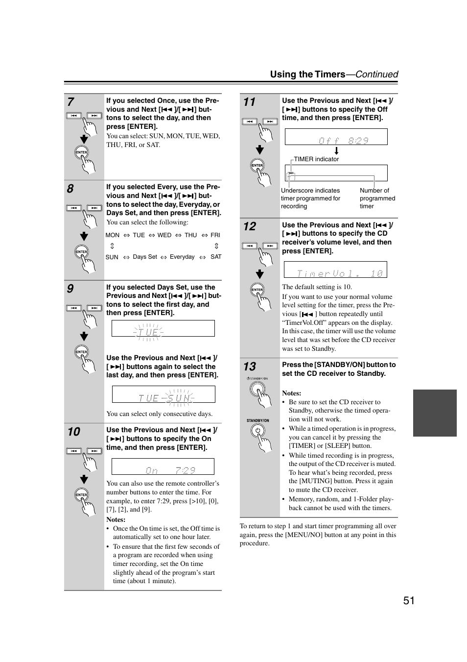 Using the timers —continued | Onkyo CR-515 CR-315 User Manual | Page 51 / 60