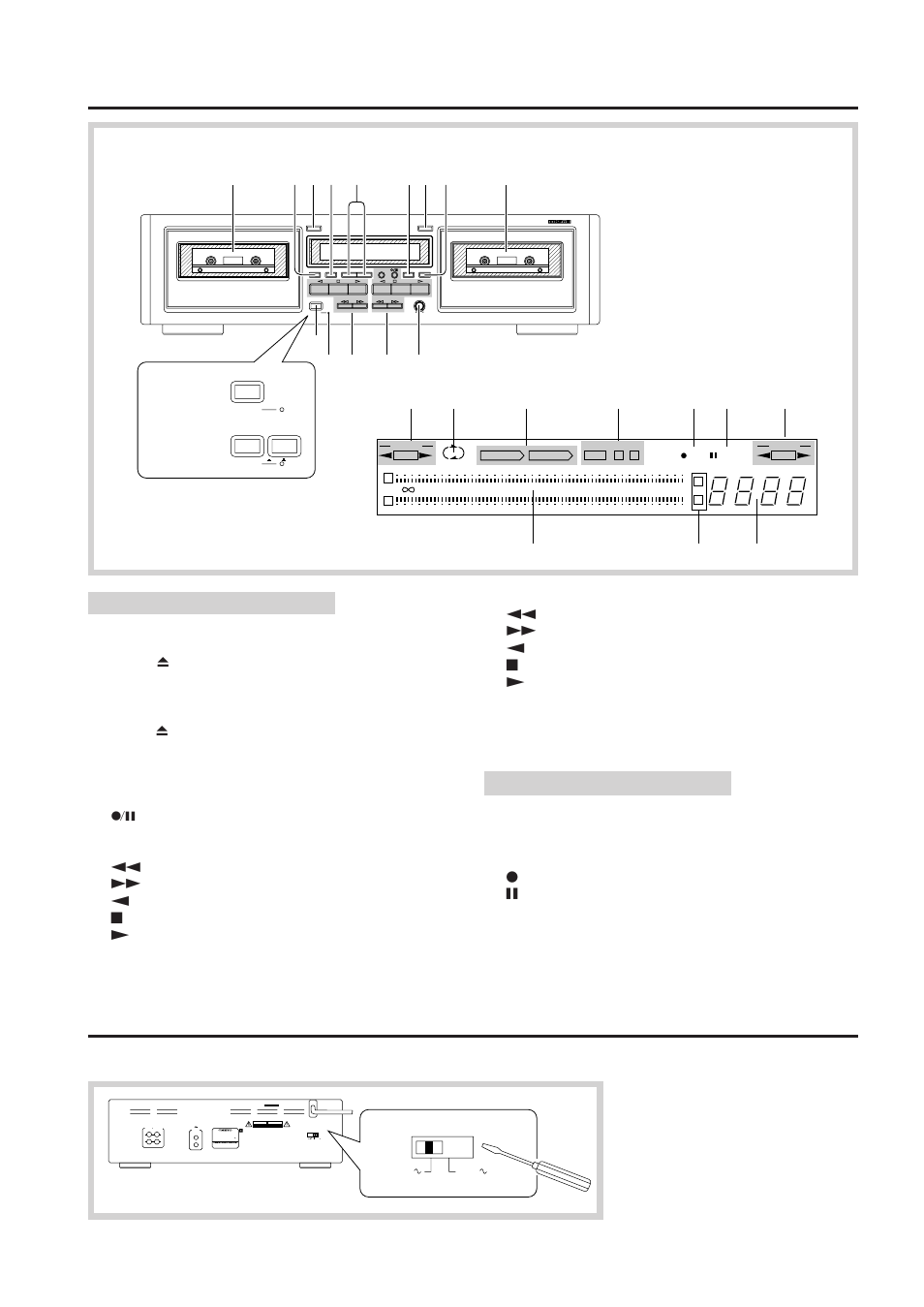 Control positions and names, Setting the voltage selector, Worldwide model only) | Ef i front panel, Display | Onkyo TA-RW244/144 User Manual | Page 4 / 16