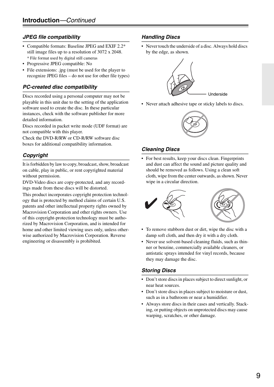 Introduction —continued | Onkyo DV-SP305 User Manual | Page 9 / 56