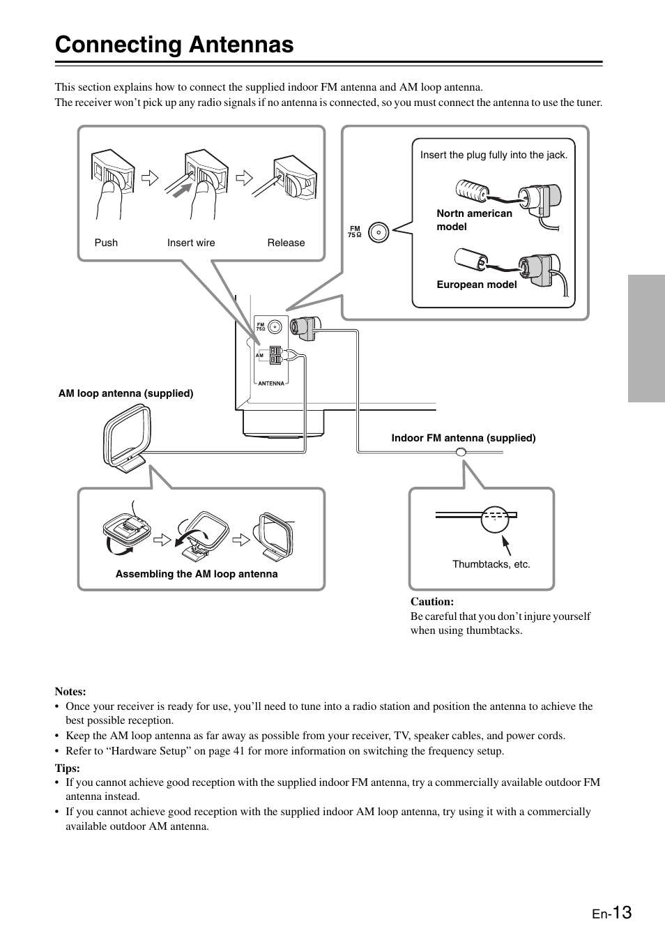 Connecting antennas, Inal (13) | Onkyo Network TX-8050 User Manual | Page 13 / 56