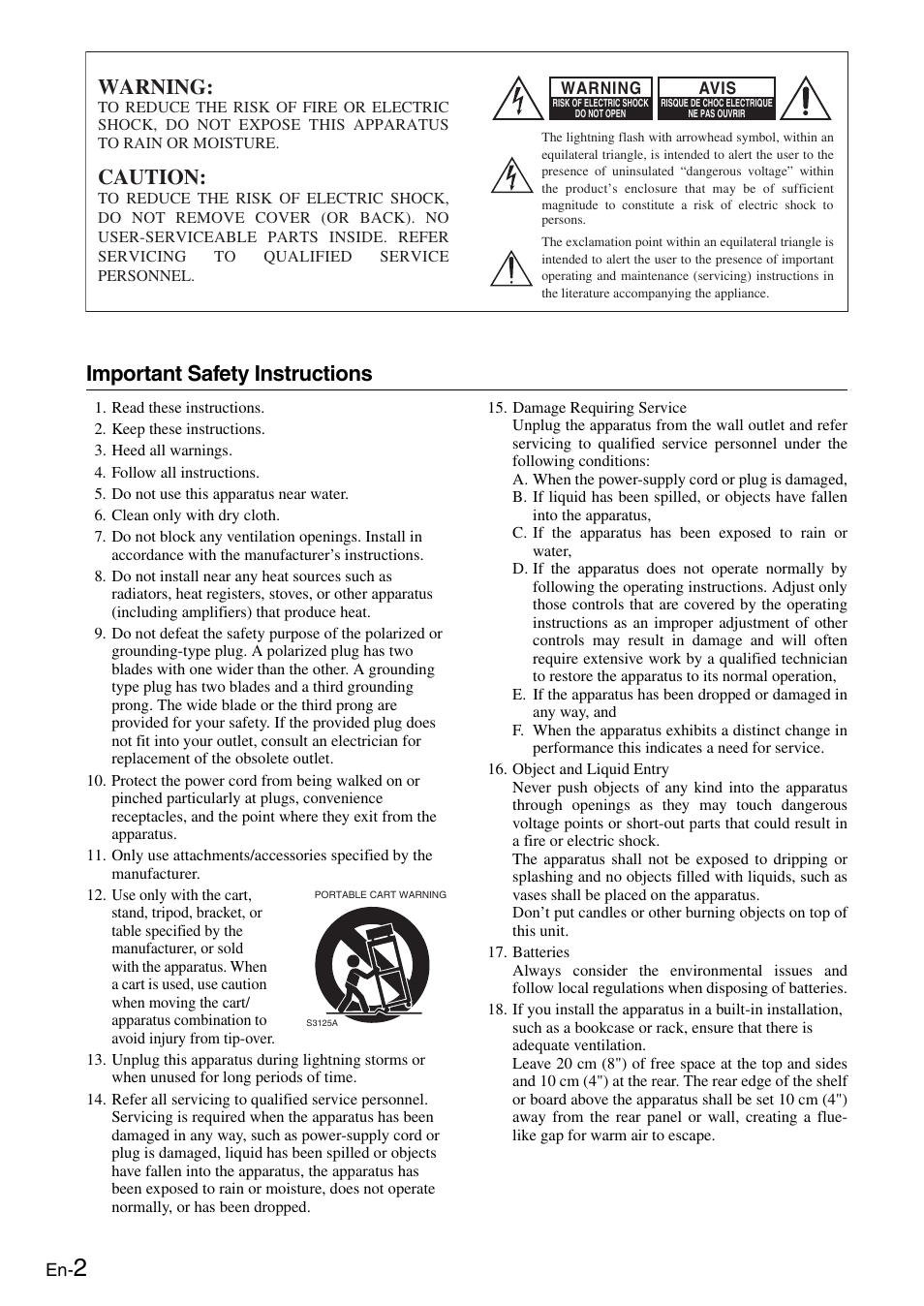 Important safety instructions, Introduction, Warning | Caution | Onkyo Network TX-8050 User Manual | Page 2 / 56