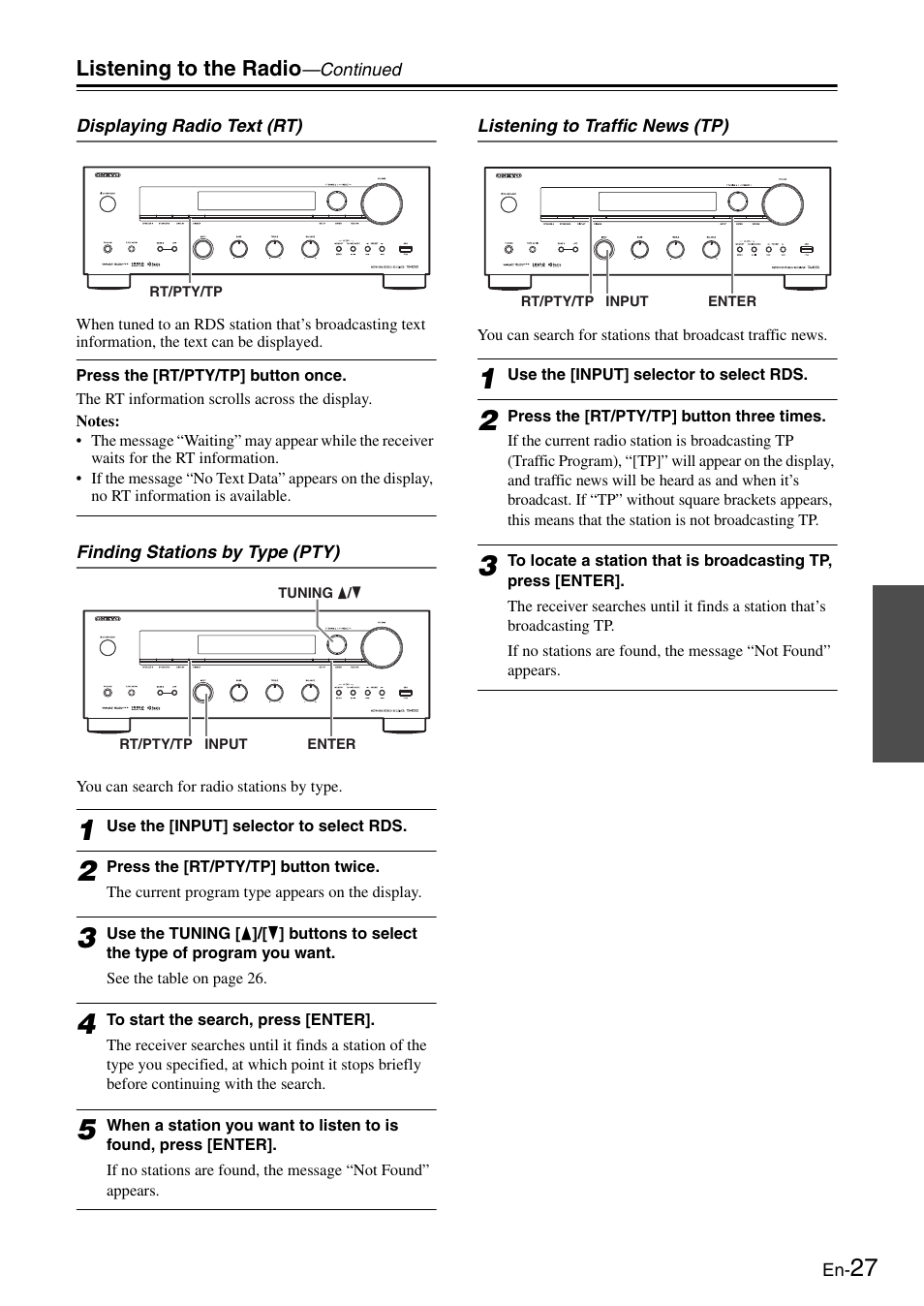 Listening to the radio | Onkyo Network TX-8050 User Manual | Page 27 / 56