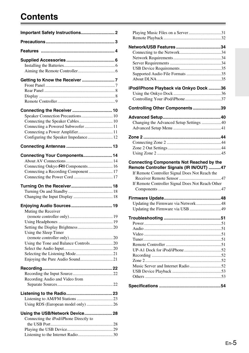 Onkyo Network TX-8050 User Manual | Page 5 / 56