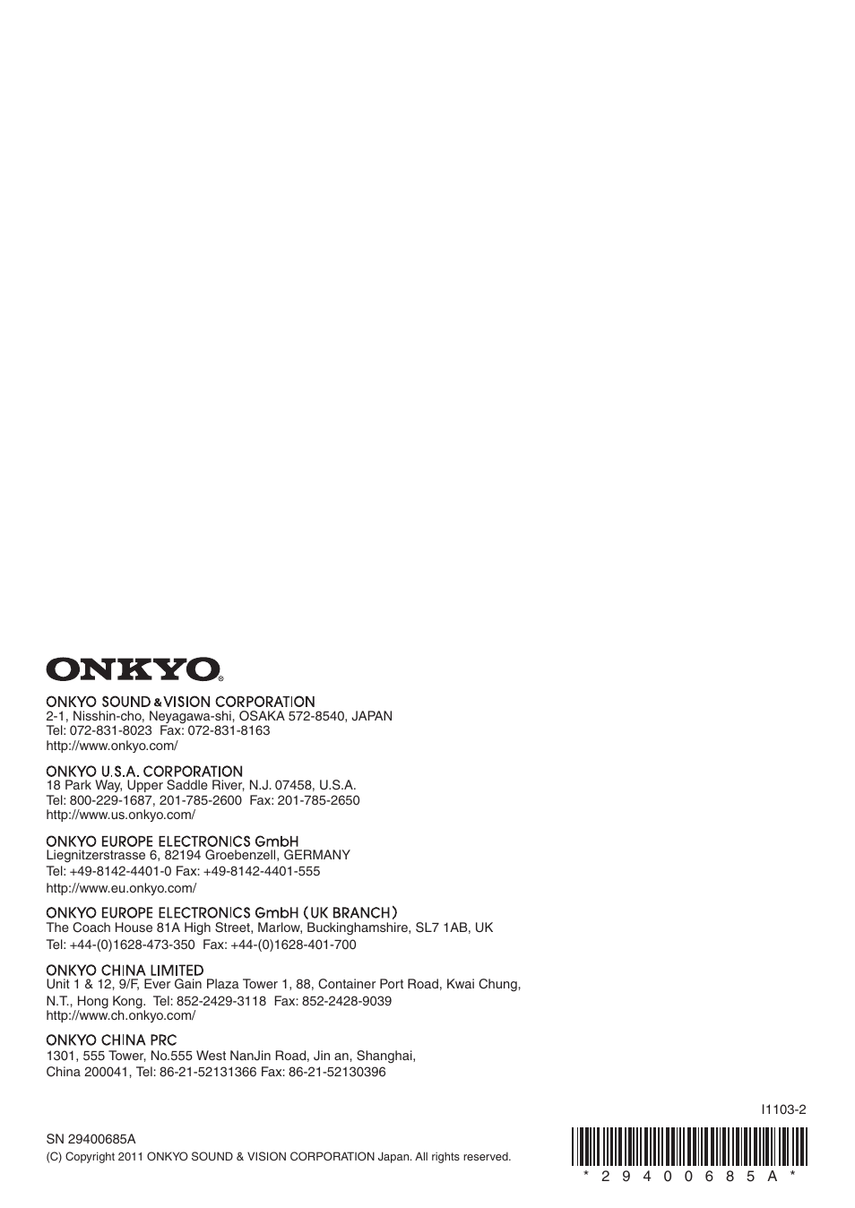 Onkyo Network TX-8050 User Manual | Page 56 / 56