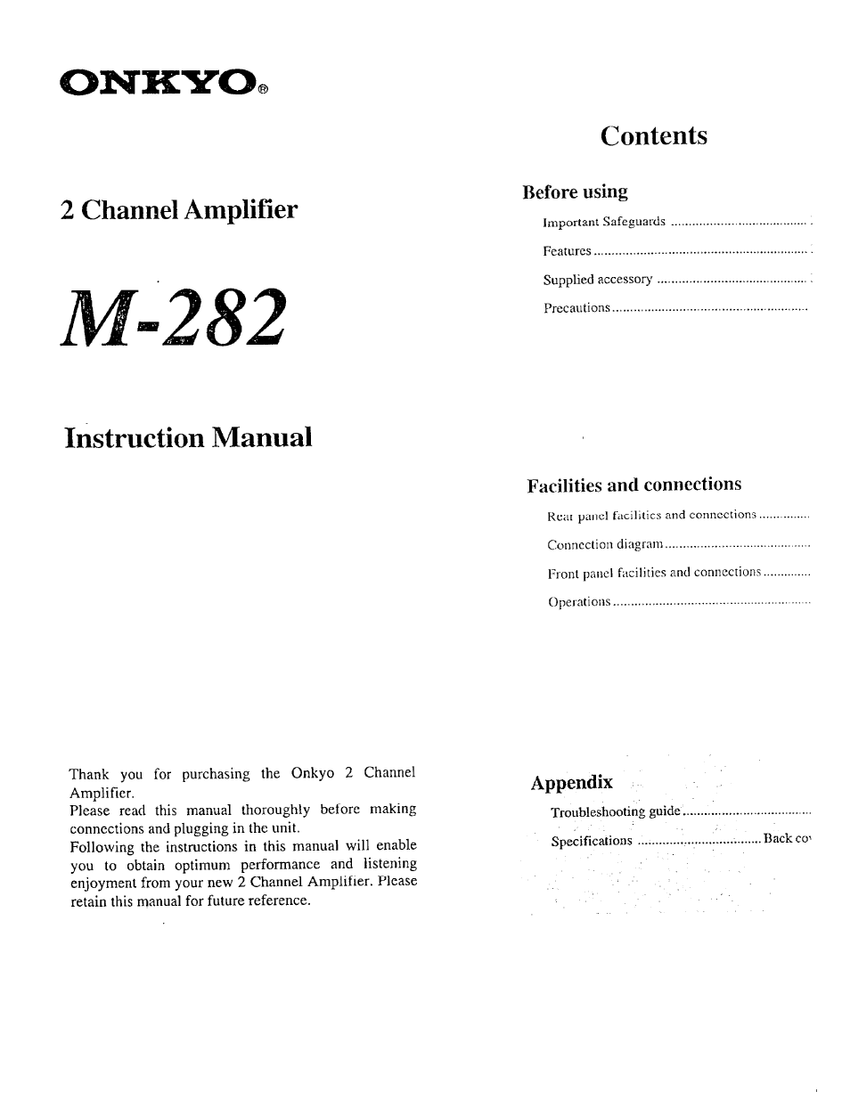 Onkyo M-282 User Manual | 7 pages
