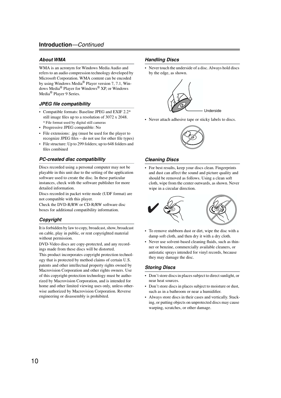 Introduction —continued | Onkyo DV-SP502E User Manual | Page 10 / 73