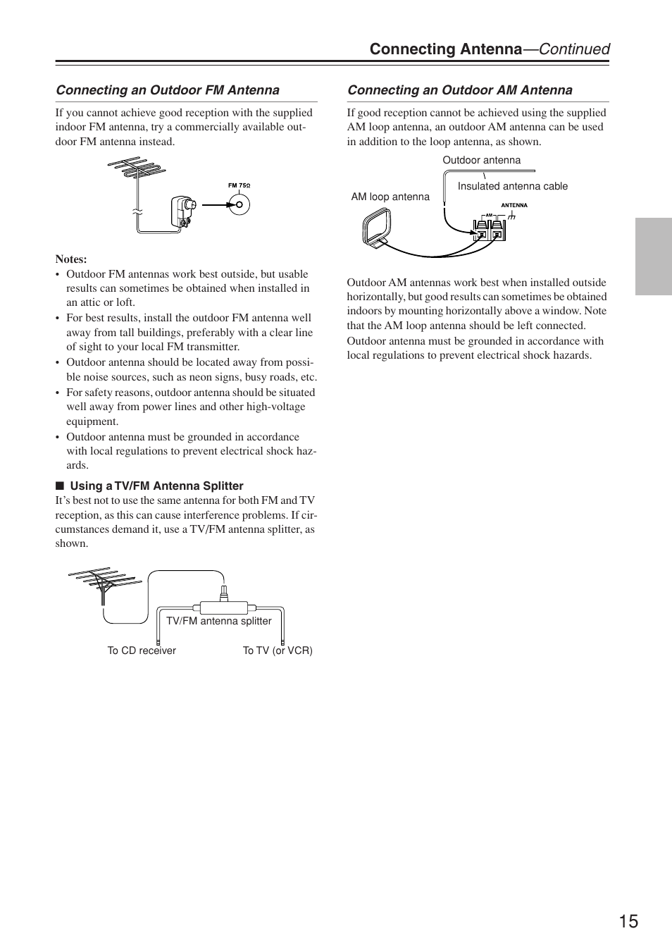 Connecting antenna —continued | Onkyo CR-N7 User Manual | Page 15 / 56