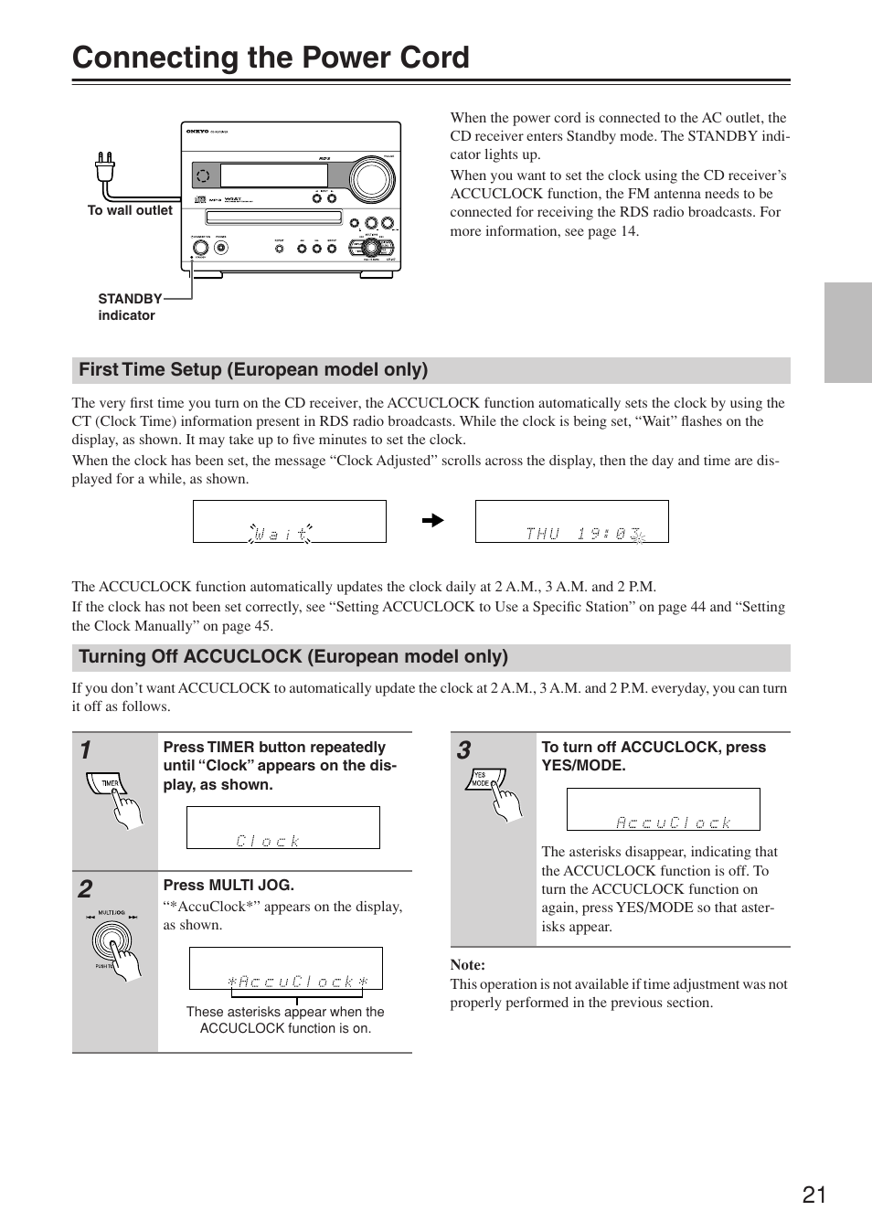 Connecting the power cord | Onkyo CR-N7 User Manual | Page 21 / 56