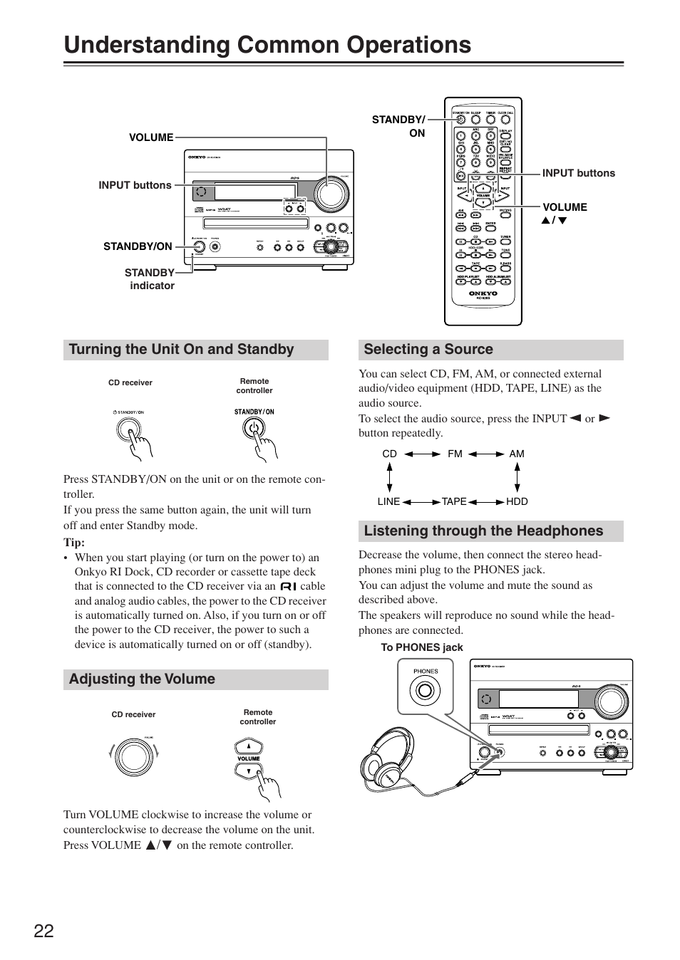 Understanding common operations | Onkyo CR-N7 User Manual | Page 22 / 56