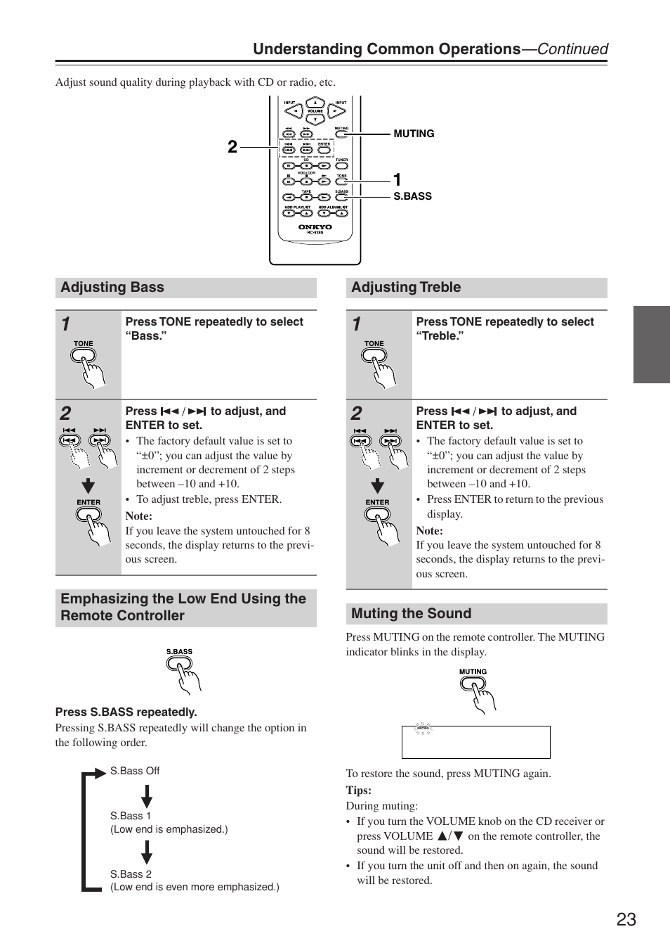 Understanding common operations —continued | Onkyo CR-N7 User Manual | Page 23 / 56