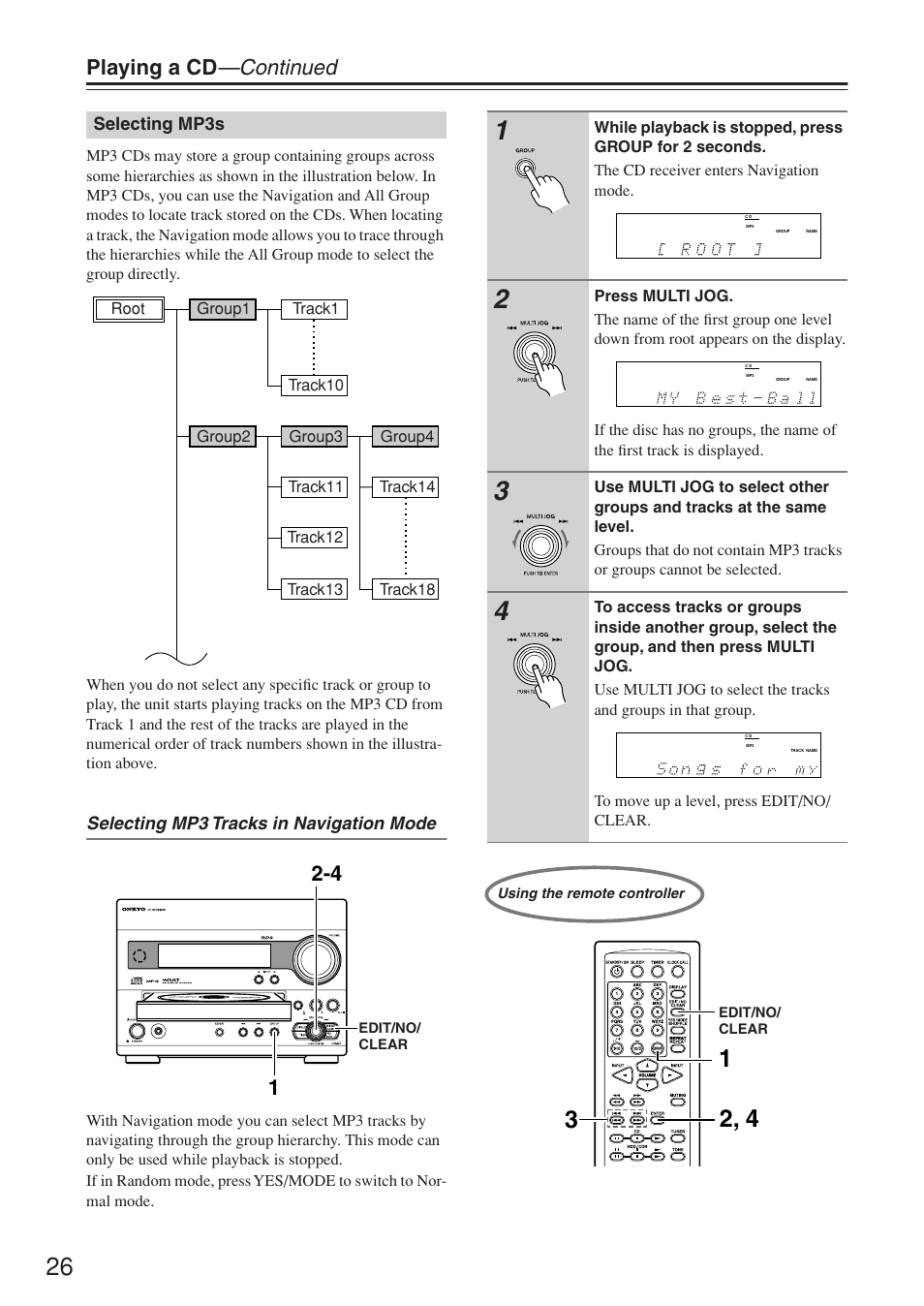Playing a cd —continued | Onkyo CR-N7 User Manual | Page 26 / 56