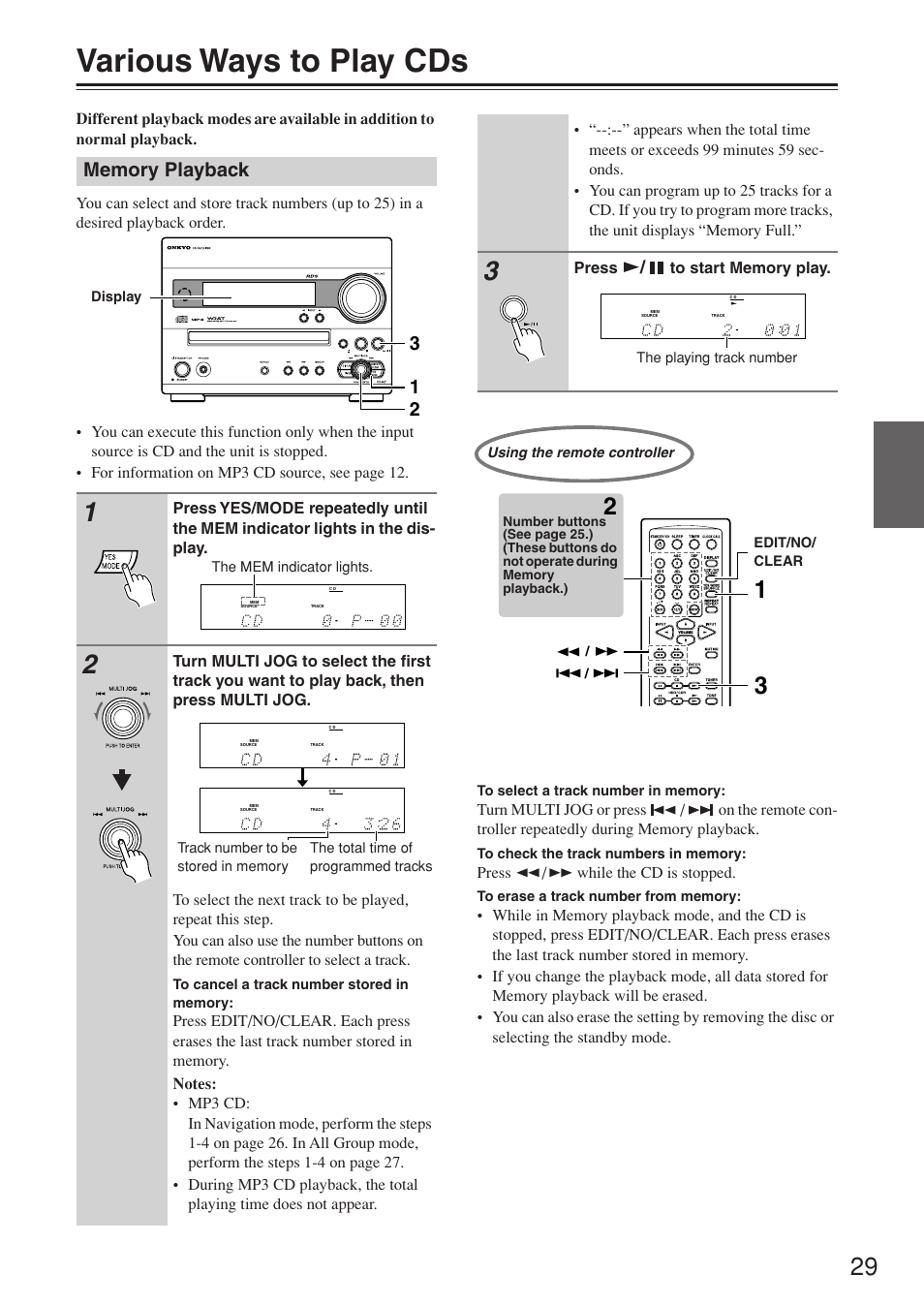 Various ways to play cds | Onkyo CR-N7 User Manual | Page 29 / 56