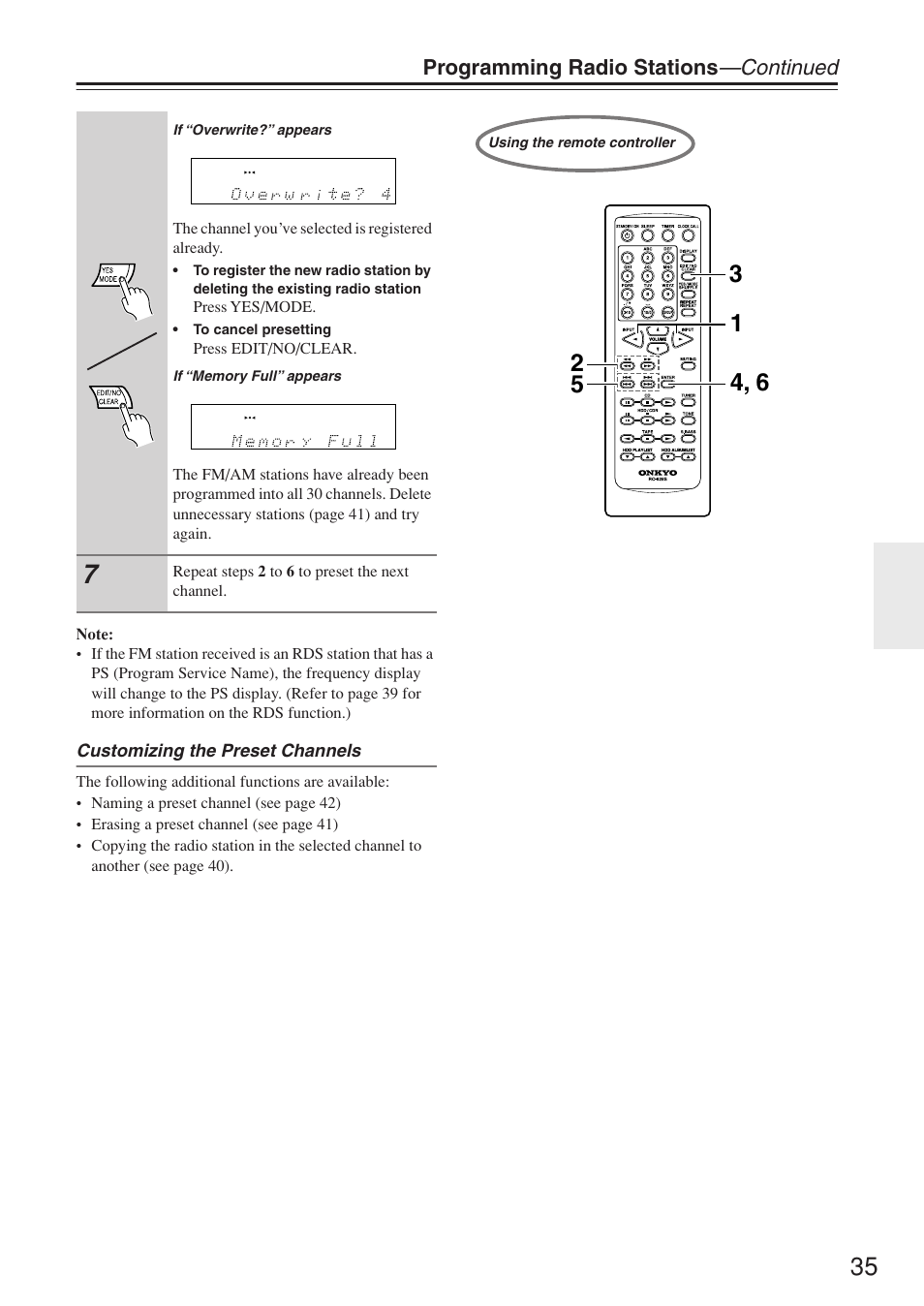 Programming radio stations —continued | Onkyo CR-N7 User Manual | Page 35 / 56