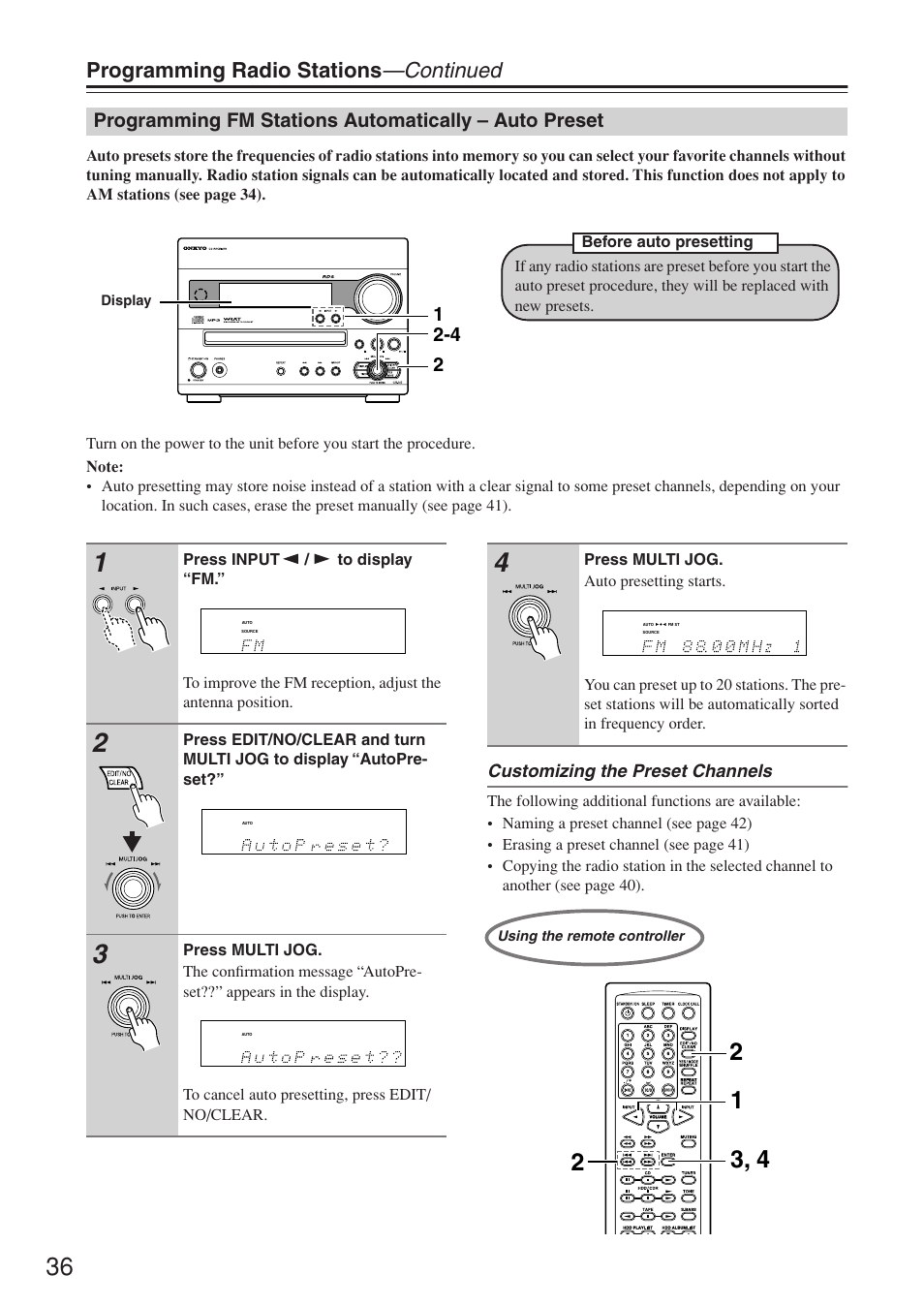 Programming radio stations —continued | Onkyo CR-N7 User Manual | Page 36 / 56