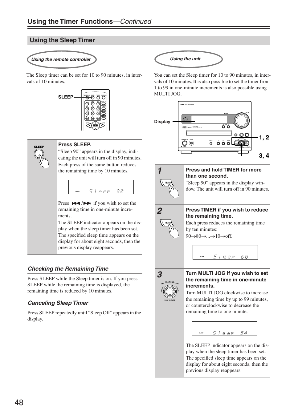 Using the timer functions —continued | Onkyo CR-N7 User Manual | Page 48 / 56