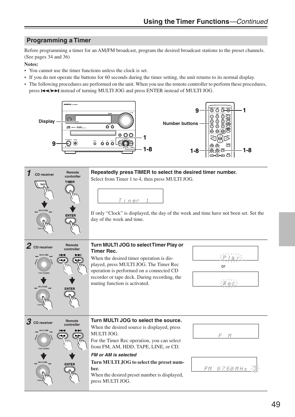 Using the timer functions —continued | Onkyo CR-N7 User Manual | Page 49 / 56