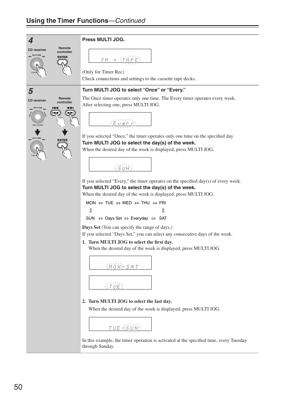 Using the timer functions —continued | Onkyo CR-N7 User Manual | Page 50 / 56