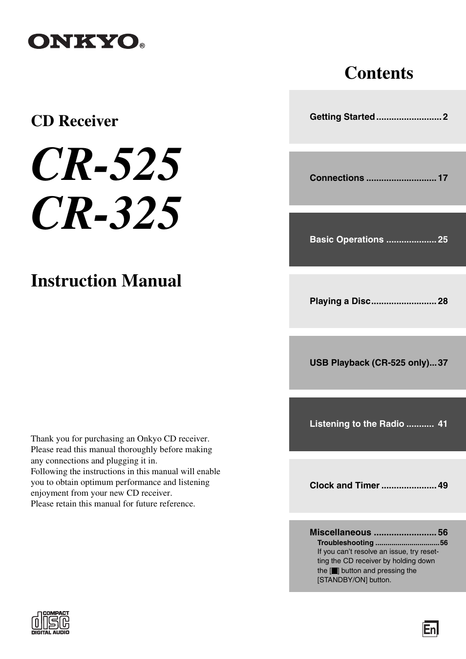 Onkyo CR-325 User Manual | 60 pages