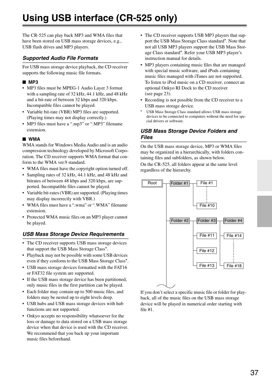 Using usb interface (cr-525 only) | Onkyo CR-325 User Manual | Page 37 / 60