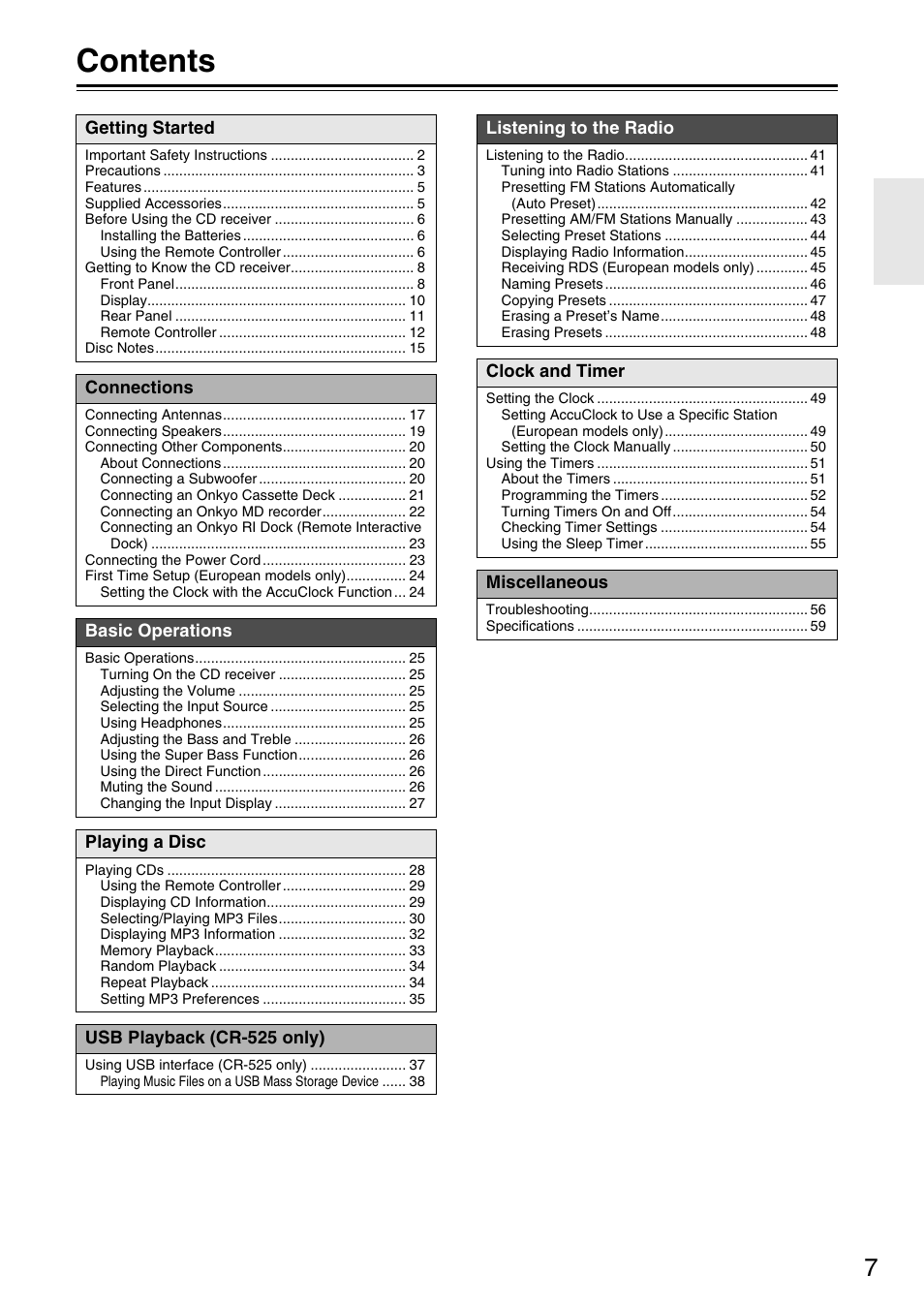 Onkyo CR-325 User Manual | Page 7 / 60
