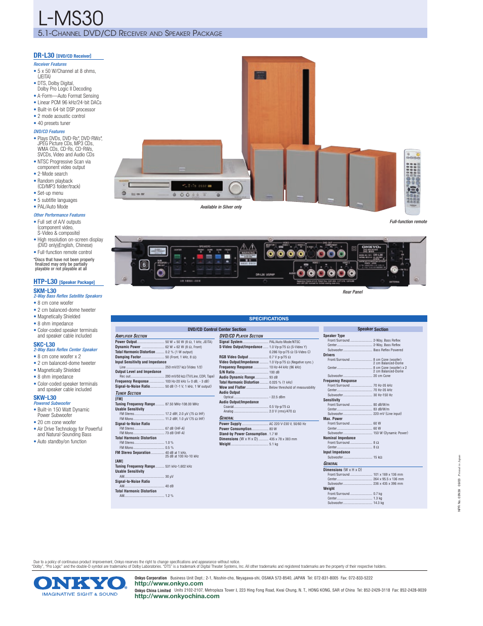 L-ms30, Dvd/cd r, Dr-l30 | Htp-l30 | Onkyo Liverpool L - MS30 User Manual | Page 2 / 2