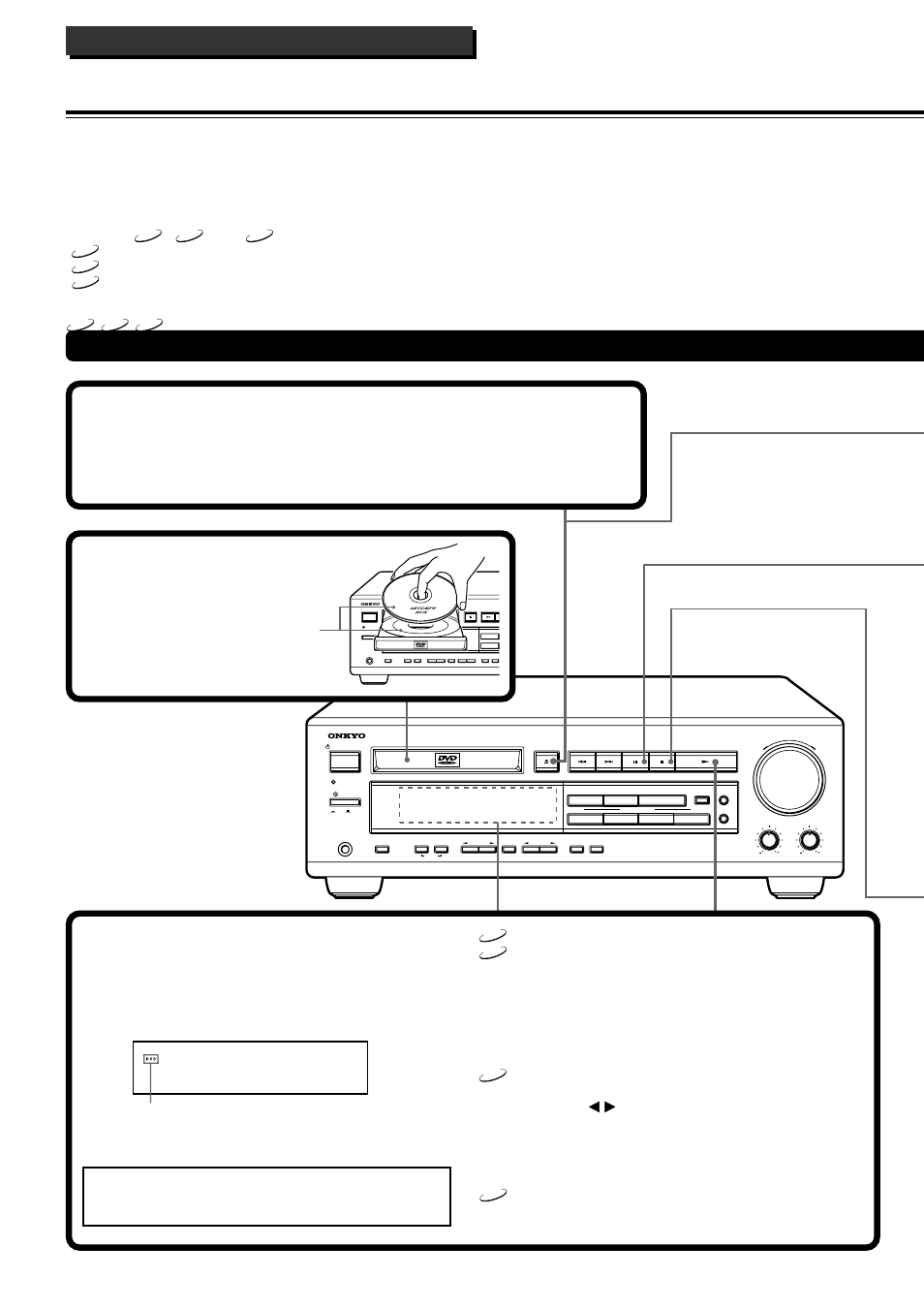 Playing dvd videos/video cds/audio cds, Press open/close, Place the disc on the disc tray | Press play, Basic playback, Basic operation | Onkyo DR-90 User Manual | Page 20 / 68