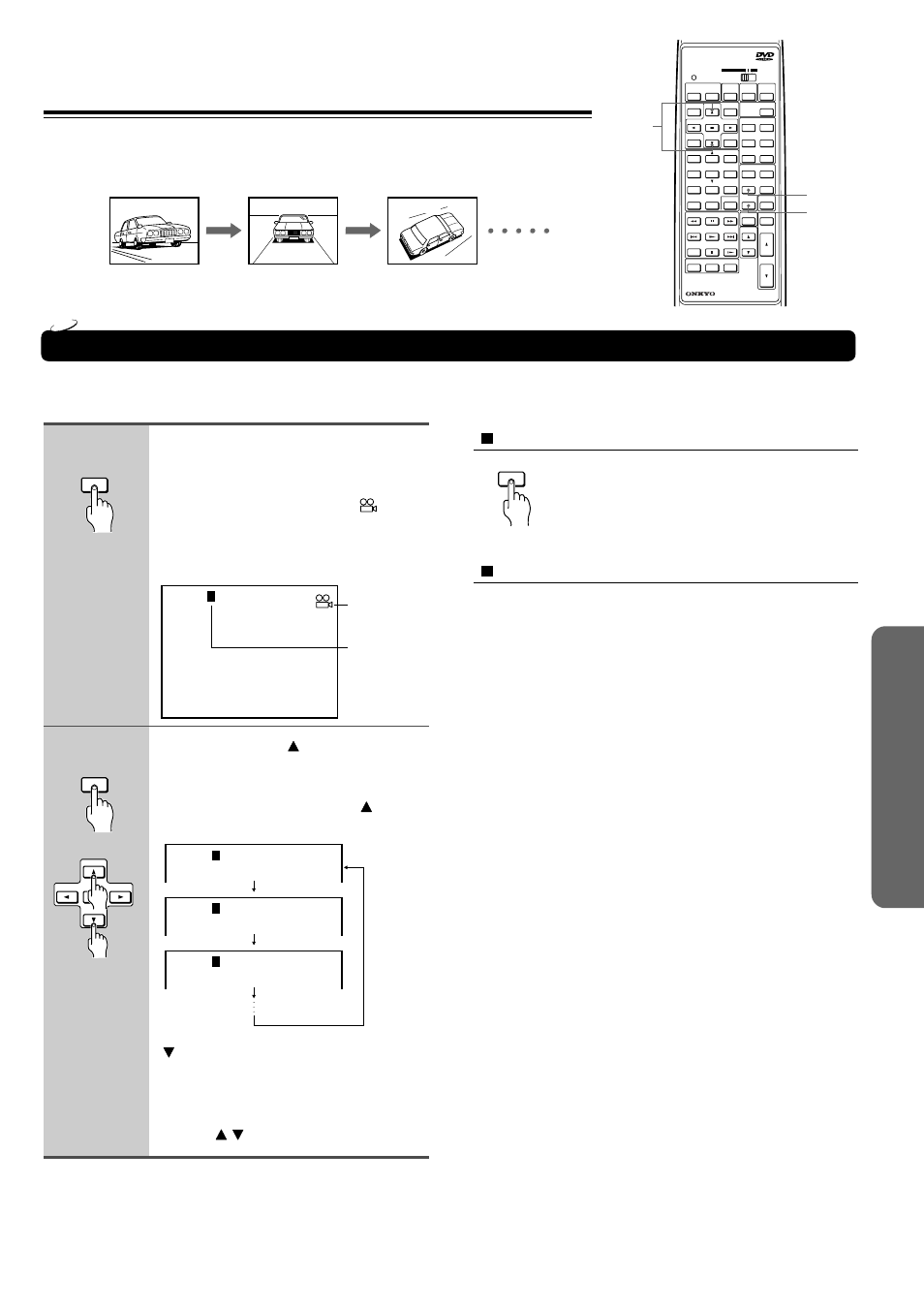 Selecting the camera angle, Changing the camera angle, Adv anced d vd/video cd/ a udio cd operation | Press clear, Current angle number, Angle icon, Clear | Onkyo DR-90 User Manual | Page 37 / 68