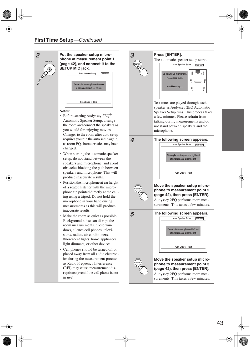 First time setup —continued | Onkyo HT-S6100 User Manual | Page 43 / 100