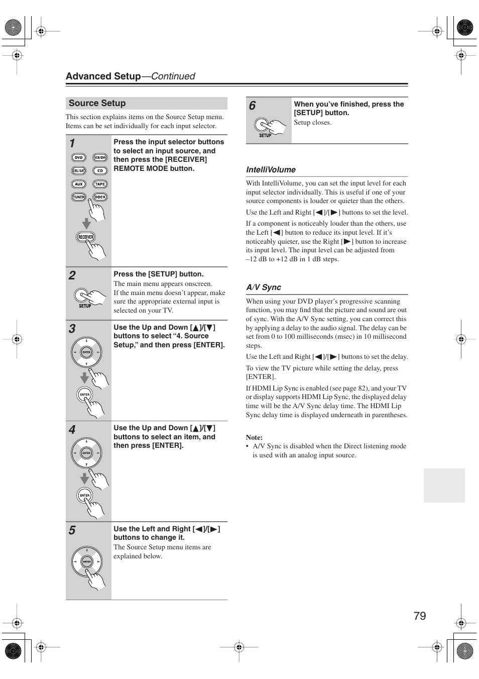 Source setup | Onkyo HT-S6100 User Manual | Page 79 / 100