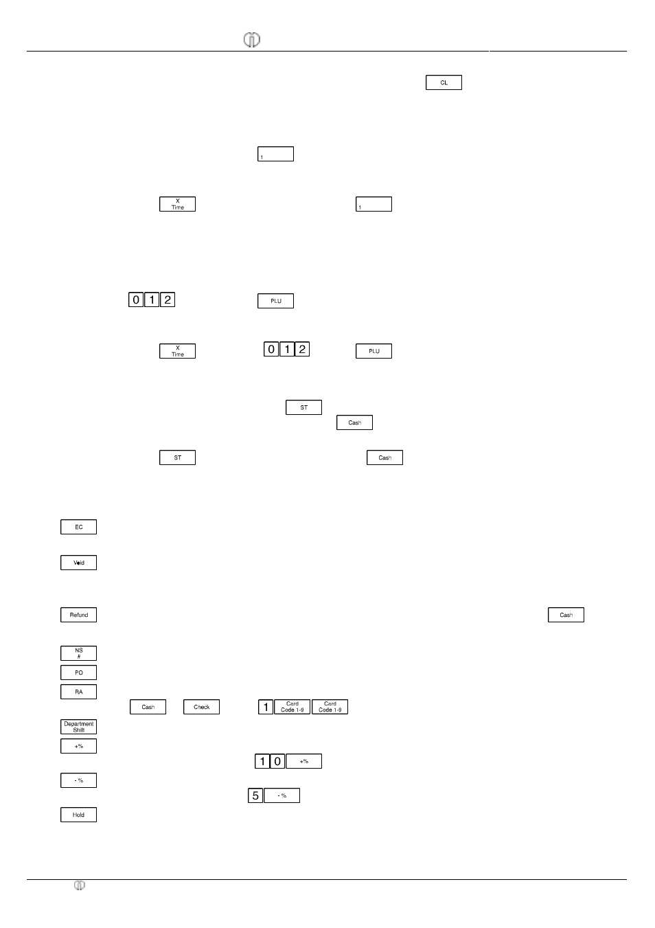 Clearing faults, Department registration, Plu registration | Conclude receipt, Error correct and void, Miscellaneous functions | Olympia CM1830 User Manual | Page 2 / 10