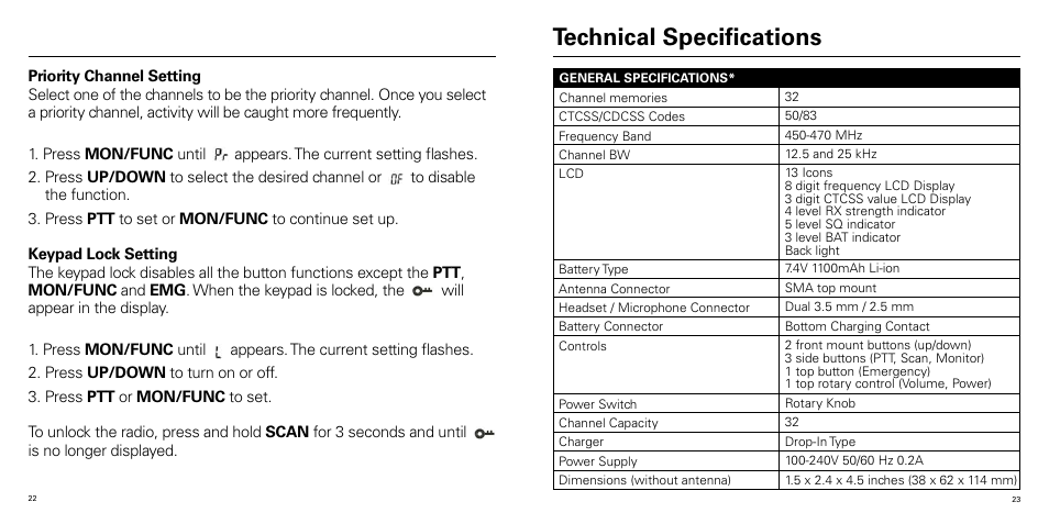 Technical specifications | Olympia P324 User Manual | Page 12 / 17