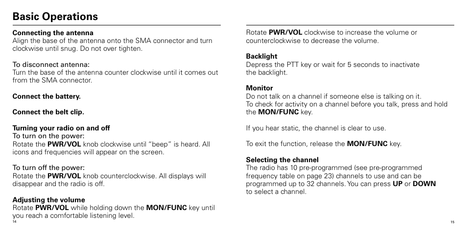 Basic operations | Olympia P324 User Manual | Page 8 / 17