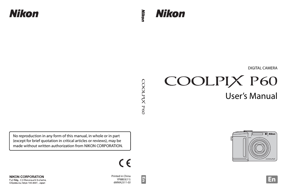 User’s manual | Nikon P60 User Manual | Page 144 / 144