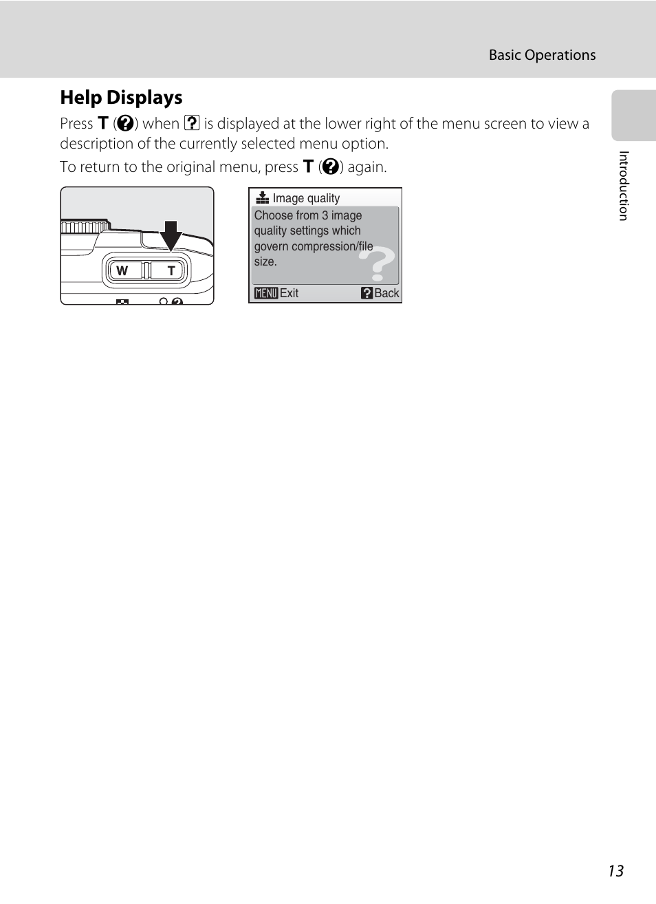 Help displays | Nikon P60 User Manual | Page 25 / 144