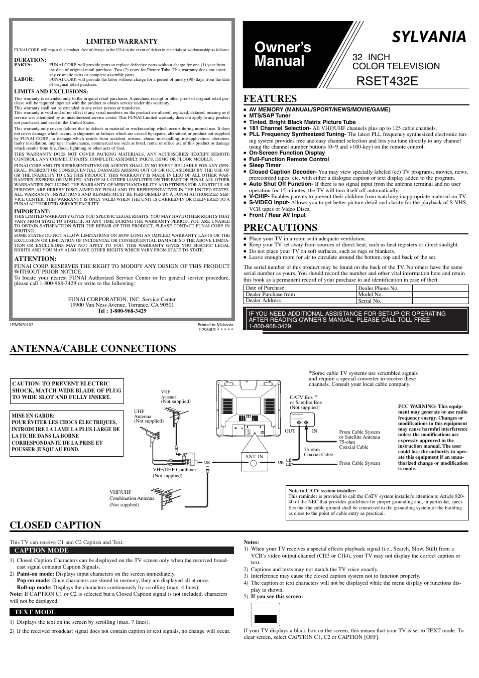 Sylvania RSET432E User Manual | 8 pages