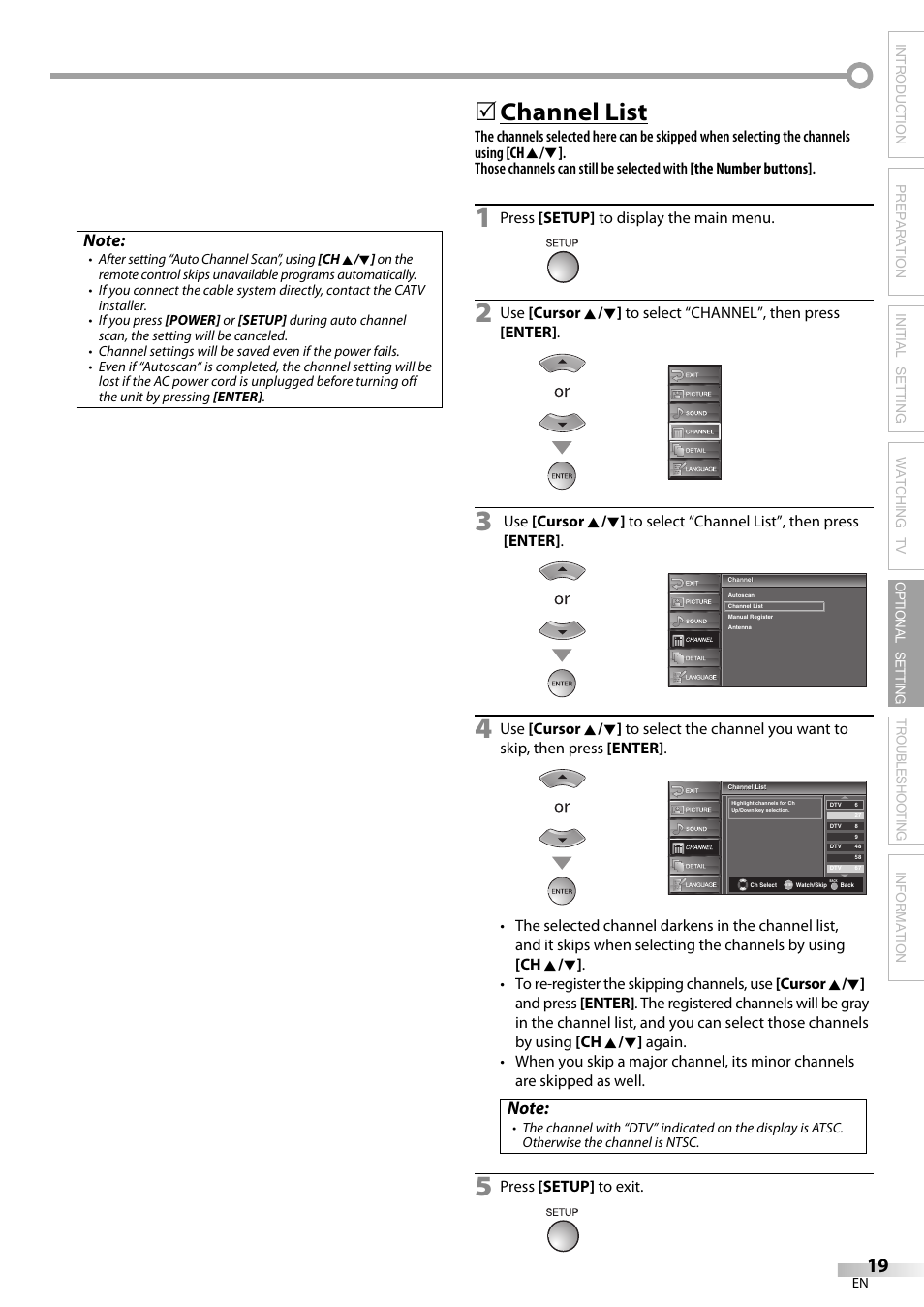 Channel list | Sylvania LC195SL9C User Manual | Page 19 / 76