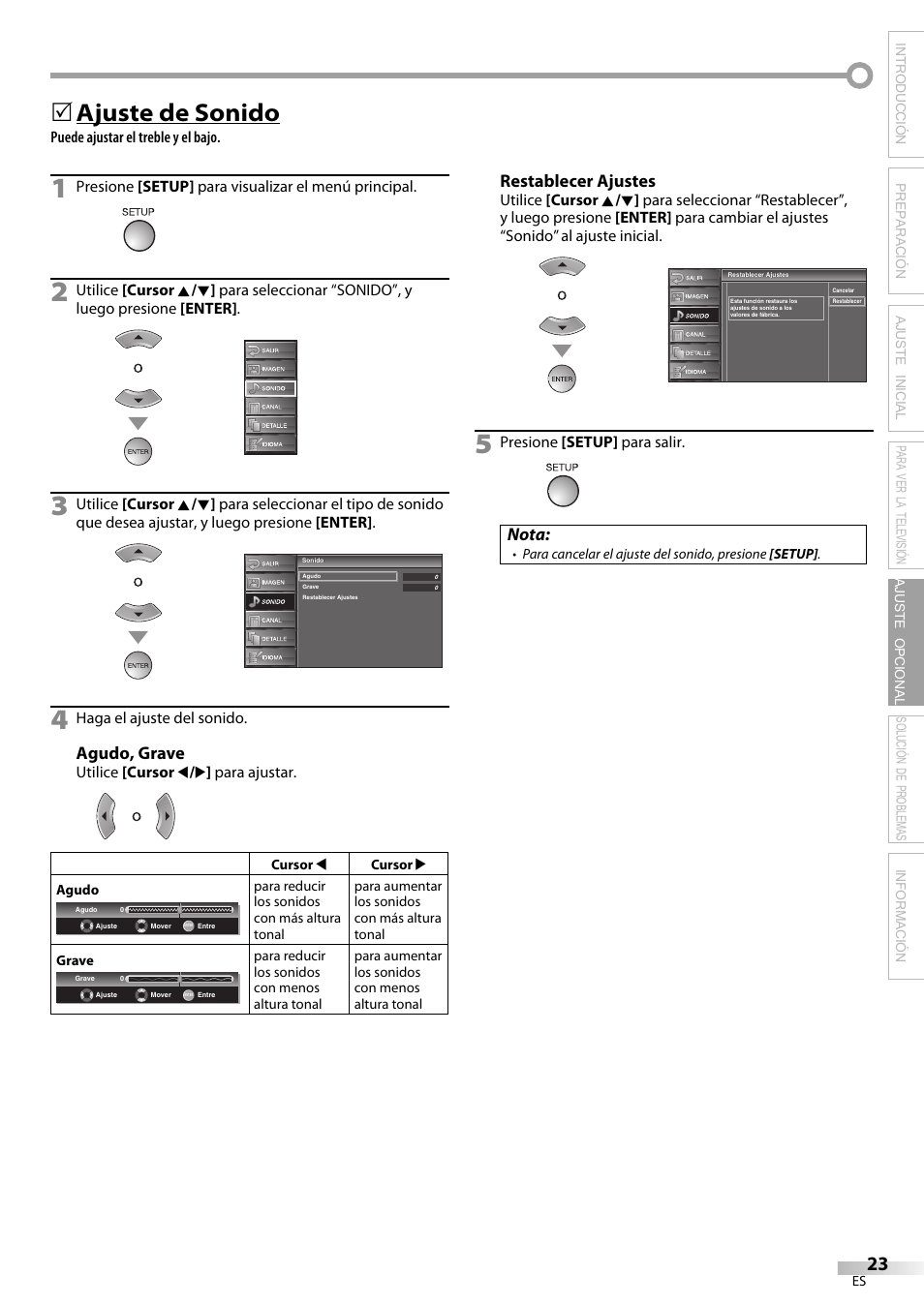 Ajuste de sonido | Sylvania LC195SL9C User Manual | Page 61 / 76