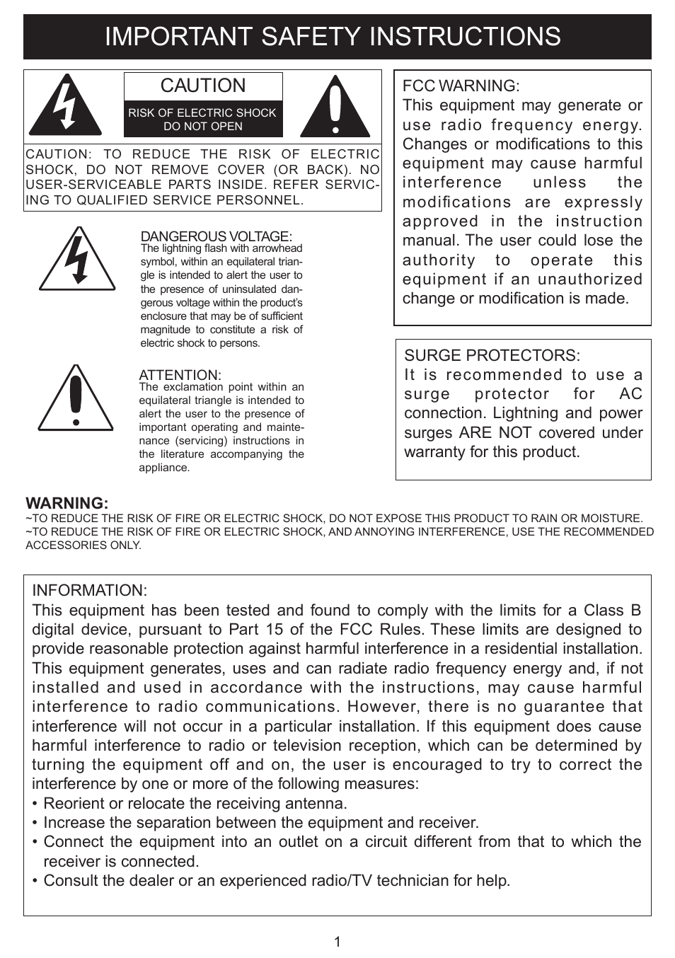 Important safety instructions, Caution | Sylvania IMODE SERIES SIP562 User Manual | Page 2 / 9