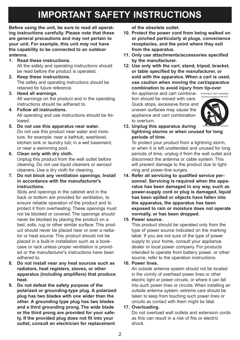 Important safety instructions | Sylvania IMODE SERIES SIP562 User Manual | Page 3 / 9