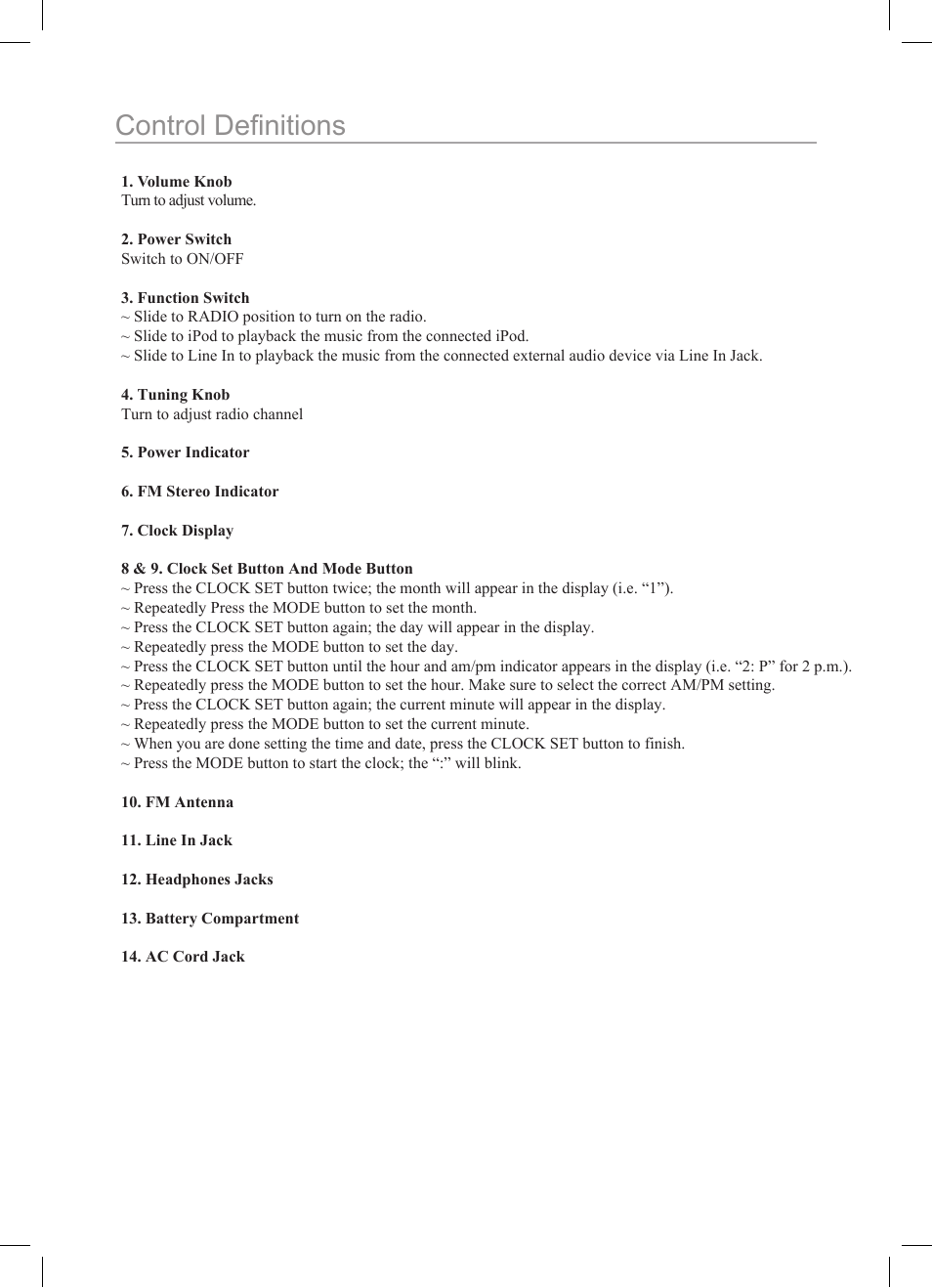 Control deﬁnitions | Sylvania IMODE SERIES SIP562 User Manual | Page 7 / 9