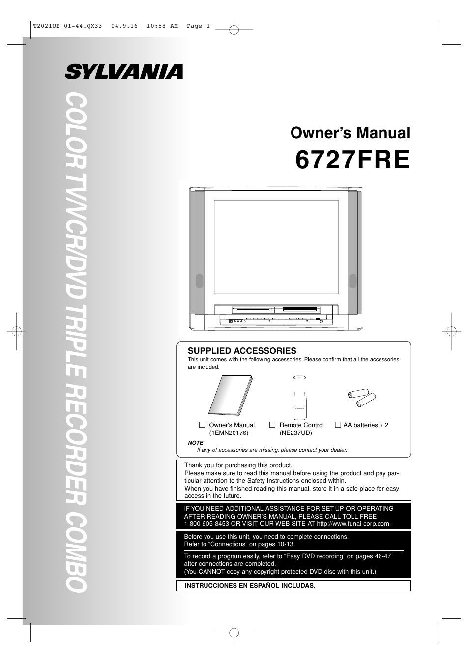 Sylvania 6727FRE User Manual | 88 pages