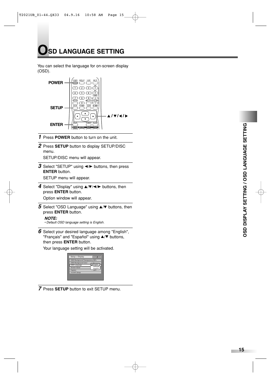 Sd language setting | Sylvania 6727FRE User Manual | Page 15 / 88