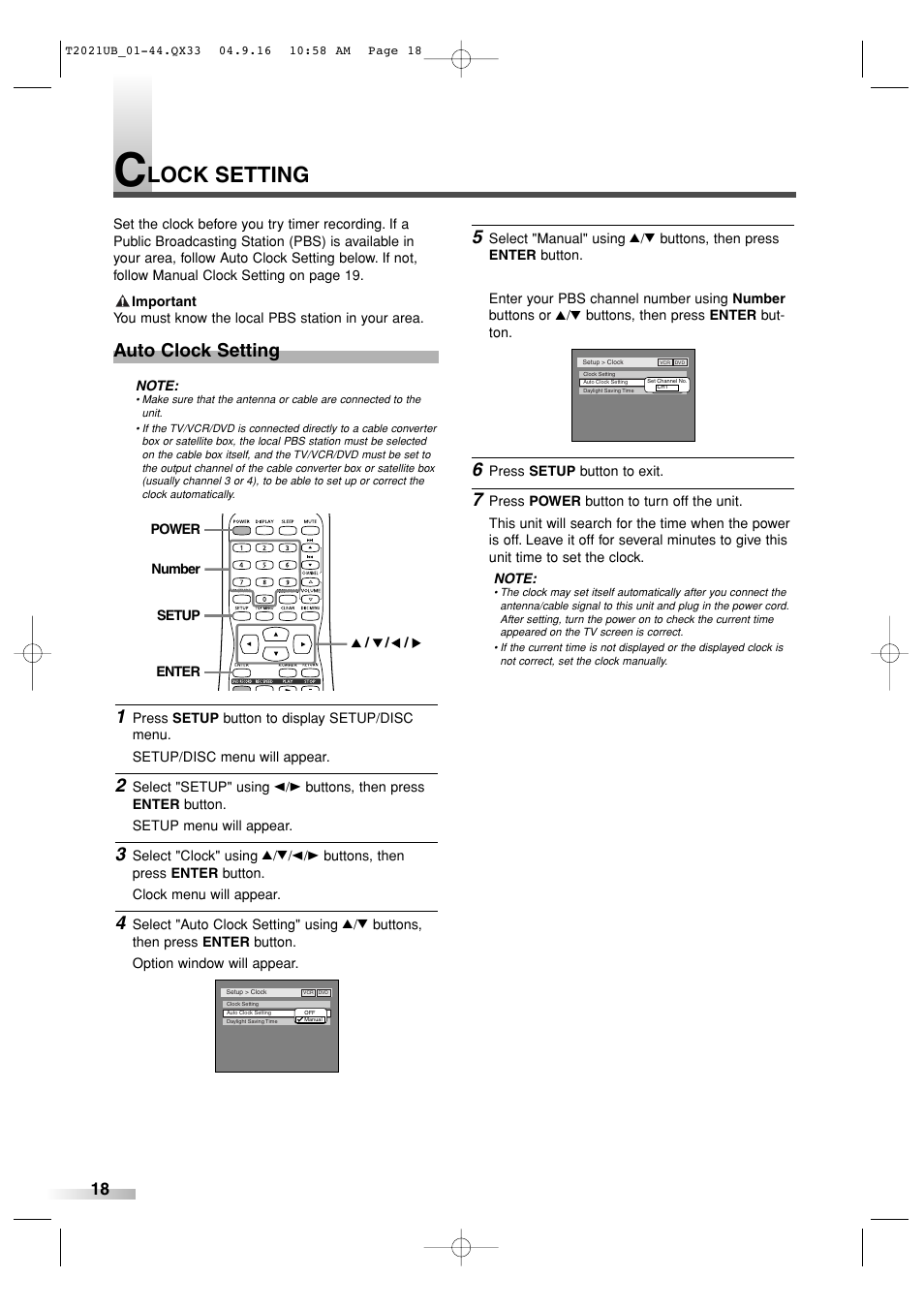 Lock setting, Auto clock setting | Sylvania 6727FRE User Manual | Page 18 / 88