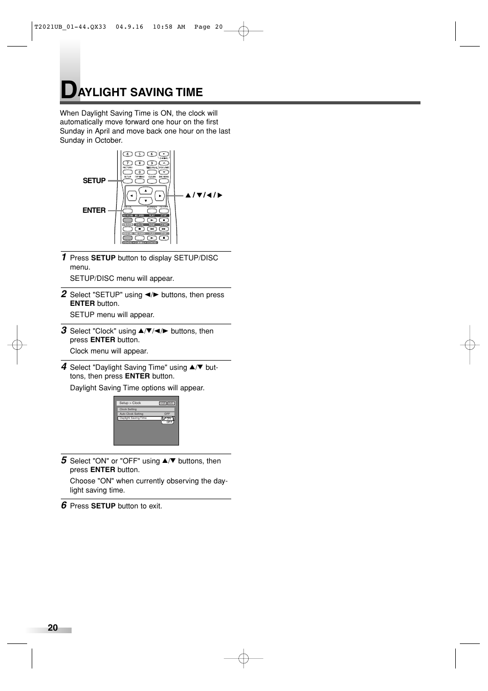 Aylight saving time | Sylvania 6727FRE User Manual | Page 20 / 88