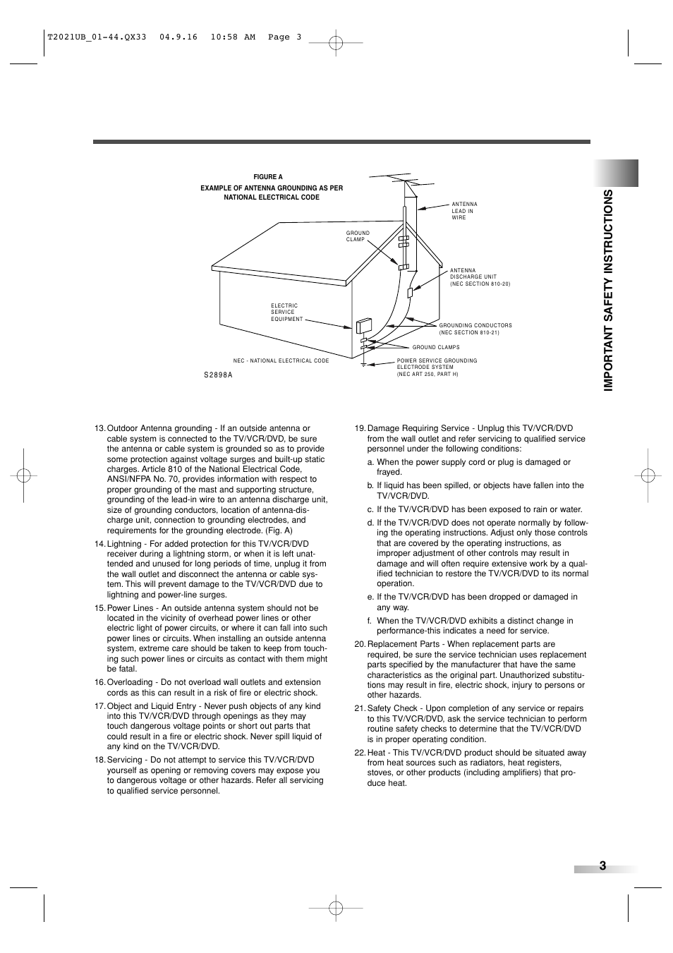 Impor t ant safety instr uctions | Sylvania 6727FRE User Manual | Page 3 / 88