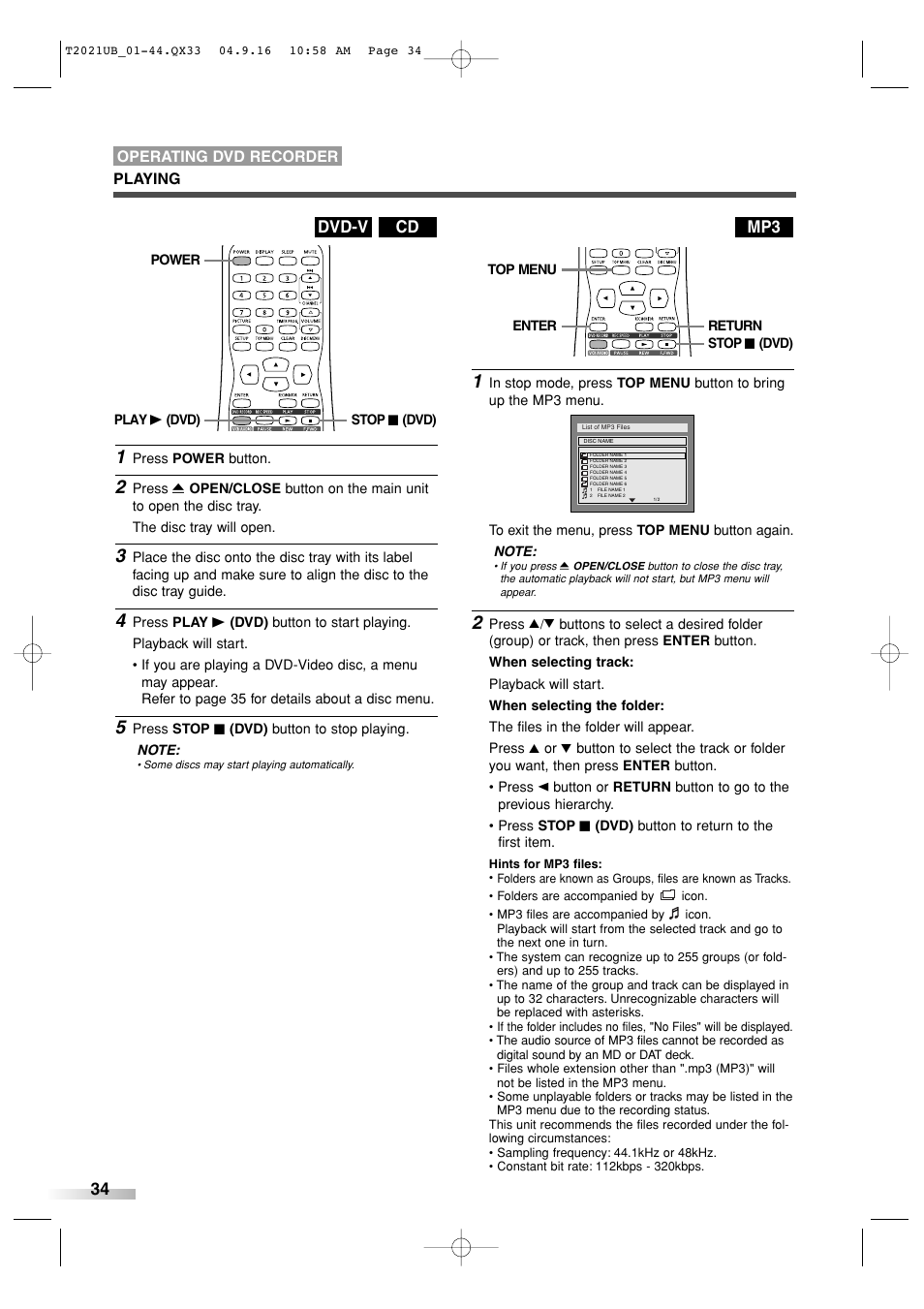 34 cd dvd-v | Sylvania 6727FRE User Manual | Page 34 / 88