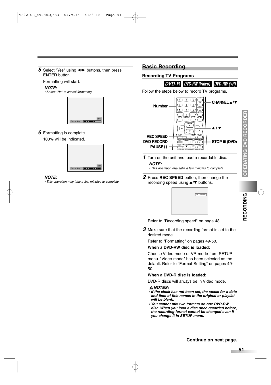 Basic recording | Sylvania 6727FRE User Manual | Page 51 / 88