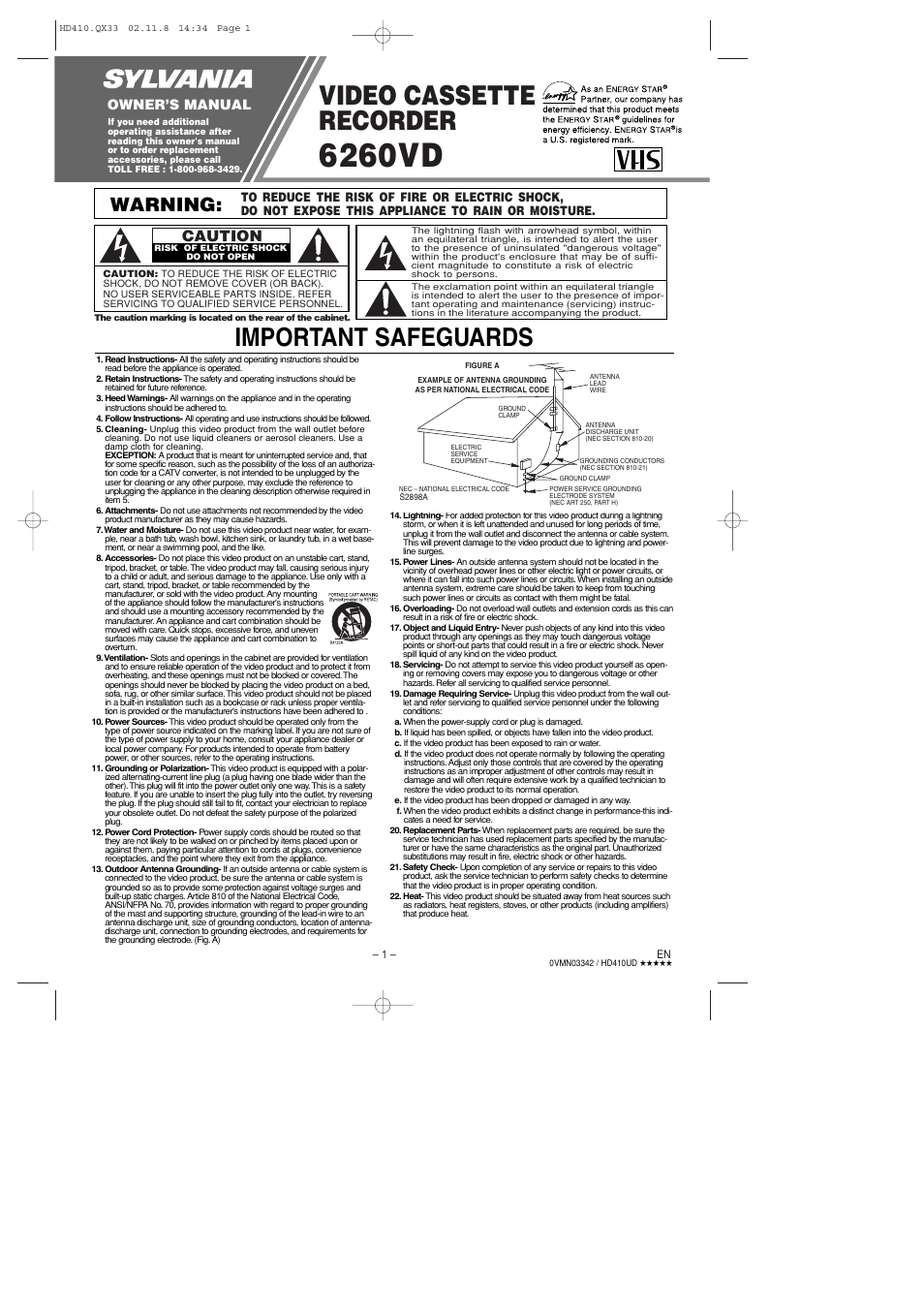 Sylvania 6260VD User Manual | 8 pages